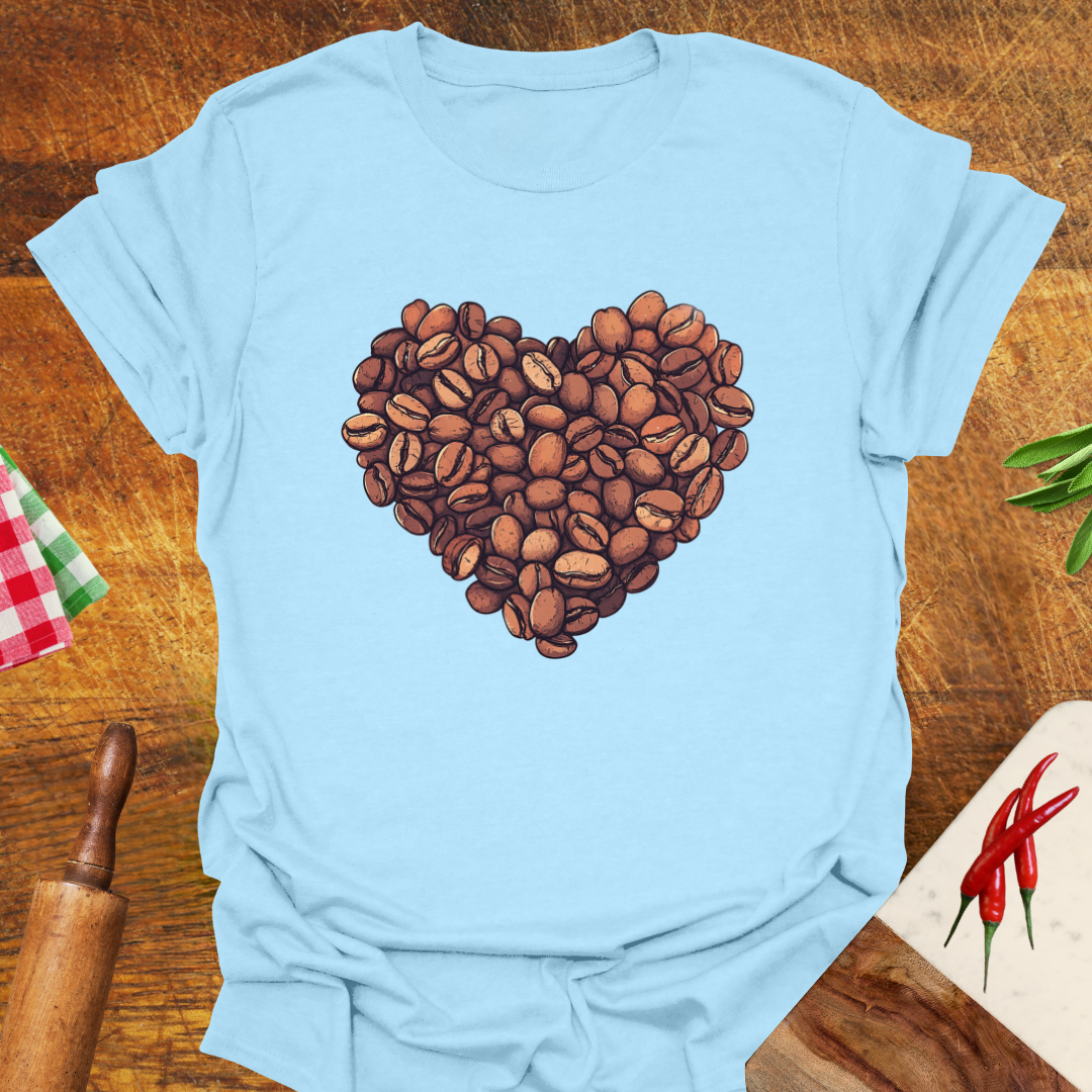 Coffee Bean Heart Illustration T-Shirt